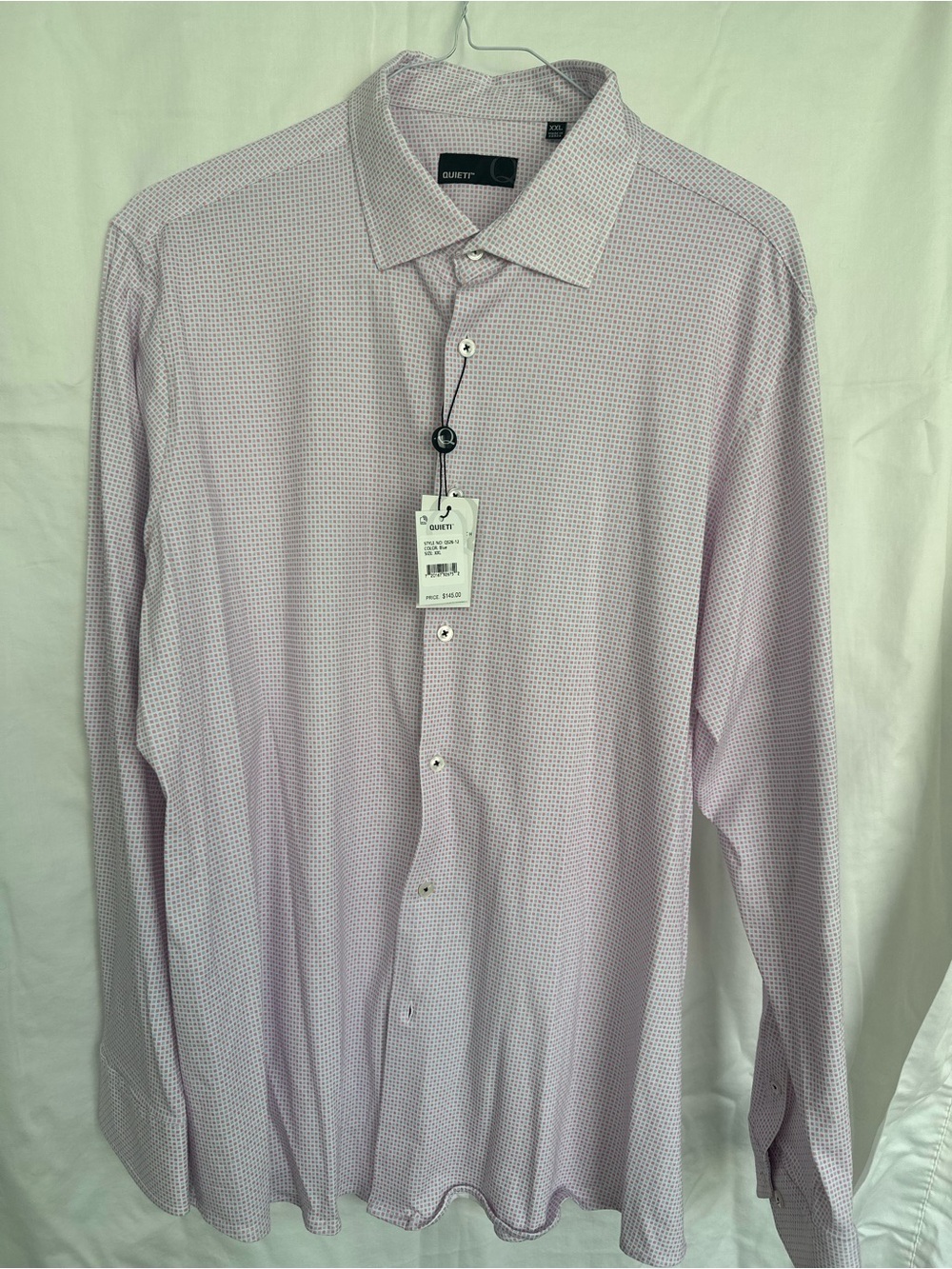 Quieti Men's Light Pink Micro-Pattern Dress Shirt